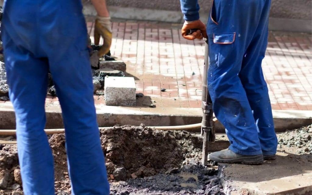 Concrete Mesquite TX's Staff working on a Concrete Repair project in Mesquite TX.